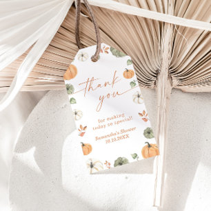 Pumpkin Shower Favour Tag, Fall Neutral Baby Showe Gift Tags