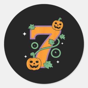 Pumpkin Six Seven 67 Matching 7 Halloween Couple  Classic Round Sticker