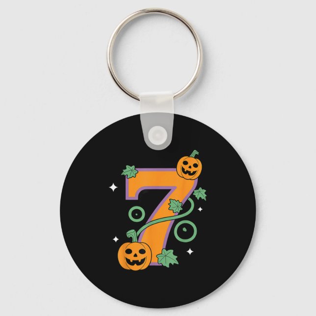 Pumpkin Six Seven 67 Matching 7 Halloween Couple  Keychain (Front)