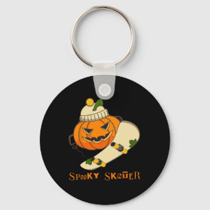 Pumpkin Skateboard Halloween Costume Fun Skateboar Keychain
