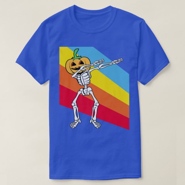 Pumpkin Skeleton Dabbing Dab Dancing Costum Hallow T-Shirt (Design Front)