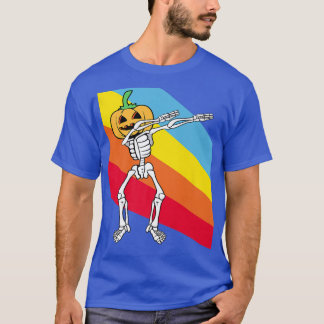 Pumpkin Skeleton Dabbing Dab Dancing Costum Hallow T-Shirt