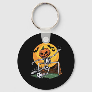 Pumpkin Skeleton Goalie Soccer Halloween Spooky Sp Keychain