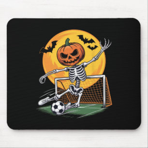Pumpkin Skeleton Goalie Soccer Halloween Spooky Sp Mouse Pad