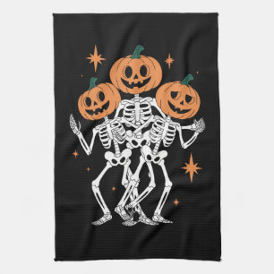 Pumpkin Skeleton Halloween Pumpkin Spooky Season  Kitchen Towel