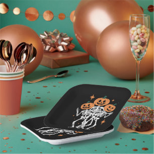 Pumpkin Skeleton Halloween Pumpkin Spooky Season  Paper Plate