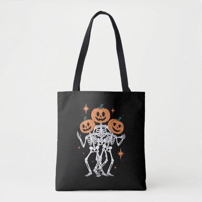 Pumpkin Skeleton Halloween Pumpkin Spooky Season  Tote Bag (Front)