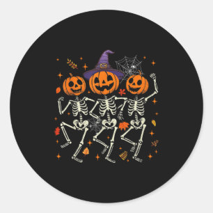 Pumpkin Skeleton Halloween Soky Season Fall Tee Fo Classic Round Sticker