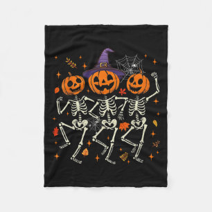 Pumpkin Skeleton Halloween Soky Season Fall Tee Fo Fleece Blanket