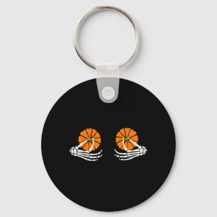 Pumpkin Skeleton Hand Halloween Keychain