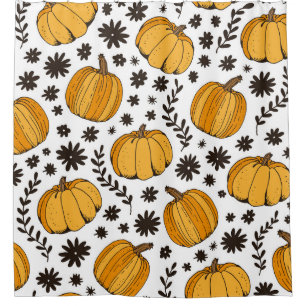 Pumpkin sketches: hand-drawn seamless pattern.