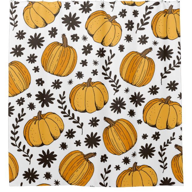 Pumpkin sketches: hand-drawn seamless pattern. (Front)