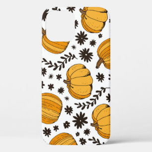 Pumpkin sketches: hand-drawn seamless pattern. iPhone 12 case