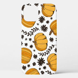 Pumpkin sketches: hand-drawn seamless pattern. iPhone 12 case