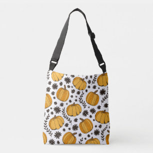 Pumpkin sketches: hand-drawn seamless pattern. crossbody bag