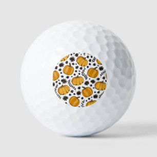 Pumpkin sketches: hand-drawn seamless pattern. golf balls