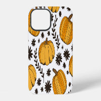 Pumpkin sketches: hand-drawn seamless pattern.