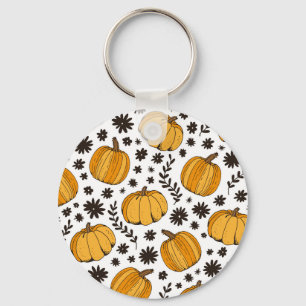 Pumpkin sketches: hand-drawn seamless pattern. keychain