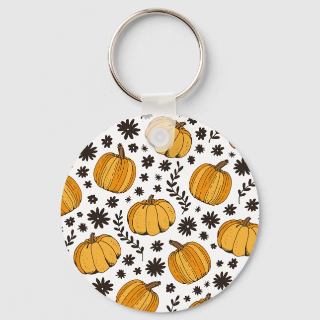 Pumpkin sketches: hand-drawn seamless pattern. keychain (Front)