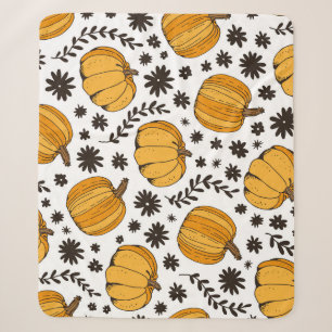 Pumpkin sketches: hand-drawn seamless pattern. sherpa blanket