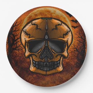 Pumpkin Skull Halloween Party Paper Plate