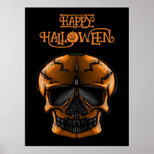 Pumpkin Skull Halloween Party  Poster