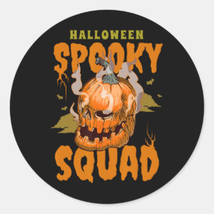 Pumpkin Skull Halloween Spooky Squad Graphic Men  Classic Round Sticker