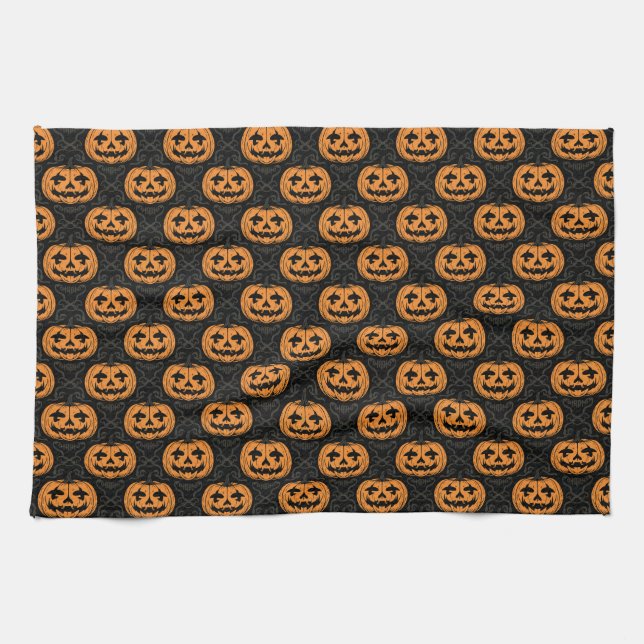 Pumpkin Skull Kitchen Towel (Horizontal)