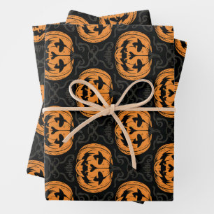 Pumpkin Skull  Wrapping Paper Sheet