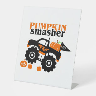 Pumpkin Smasher Boys Halloween Monster Truck Pedestal Sign