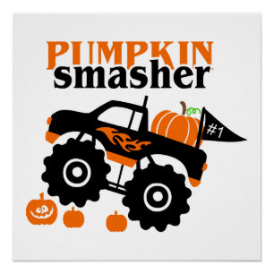 Pumpkin Smasher Boys Halloween Monster Truck Poster