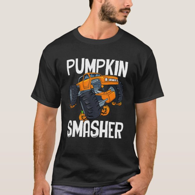 Pumpkin Smasher Monster Truck Pumpkin Halloween Cl T-Shirt (Front)