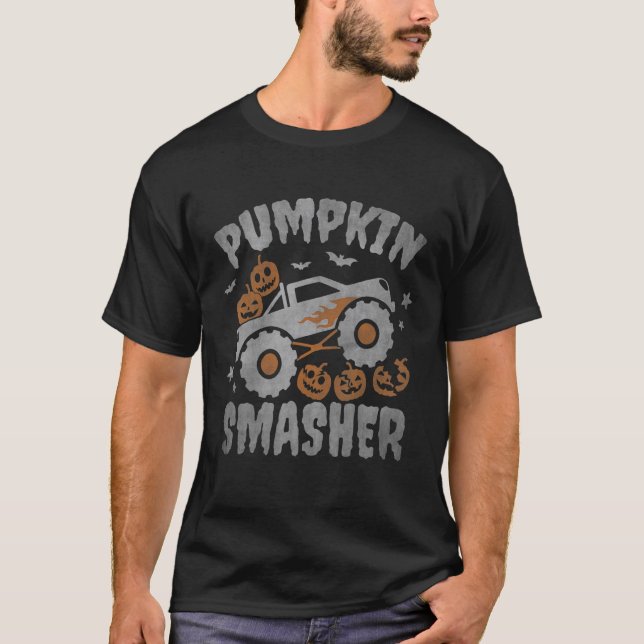 Pumpkin Smasher Toddler Halloween For Monster Truc T-Shirt (Front)