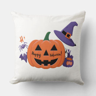 Pumpkin Smile Heart Throw Pillow: Cheerful New Mod Throw Pillow