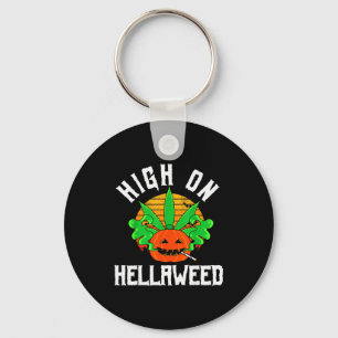 Pumpkin Smoking Weed Costume Retro Funny Halloween Keychain