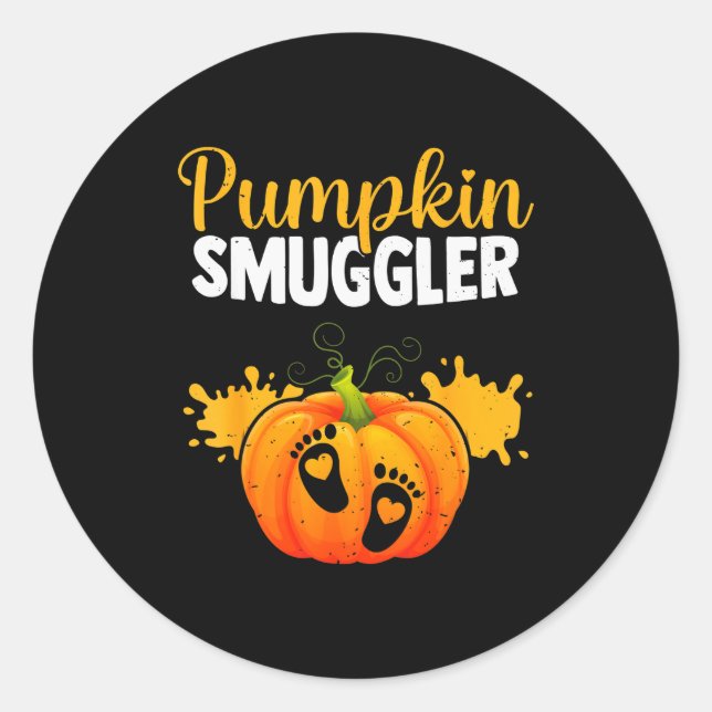 Pumpkin Smuggler Funny Expecting Parents Pregnancy Classic Round Sticker (Front)