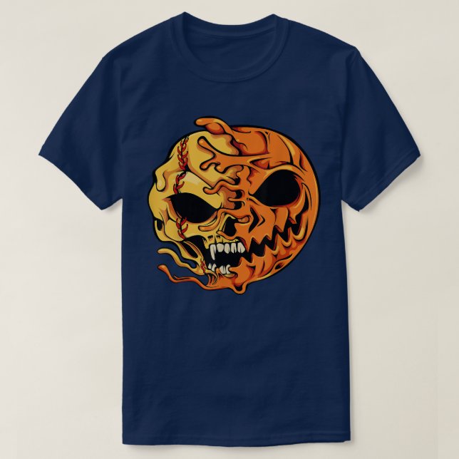 Pumpkin Softball Lazy Halloween Costume Scary Spor T-Shirt (Design Front)