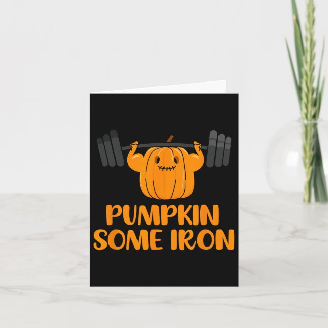 Pumpkin Some Iron Fun Halloween Gym Workout Liftin Card (Front)