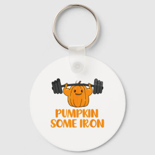 Pumpkin Some Iron Fun Halloween Gym Workout Liftin Keychain