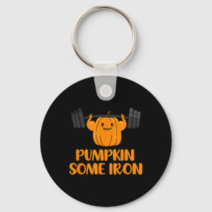 Pumpkin Some Iron Fun Halloween Gym Workout Liftin Keychain
