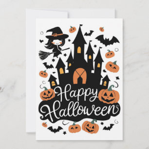 Pumpkin Spell Happy Halloween Holiday Card