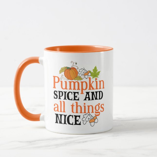 Pumpkin Spice All Things Nice Wordart Fall Mug (Left)