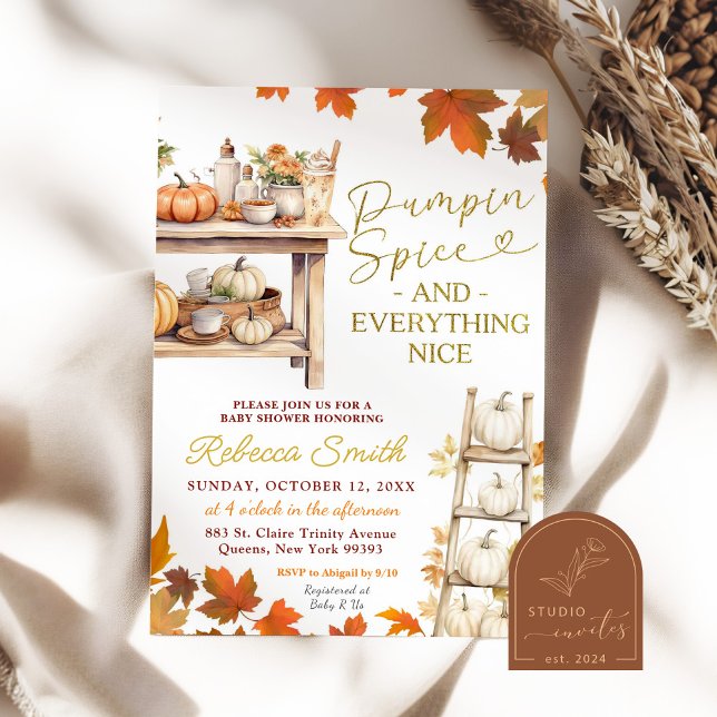 Pumpkin Spice and Everything Nice Baby Shower Invitation (Creator Uploaded)