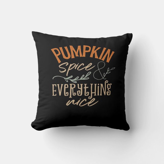 Pumpkin Spice And Everything Nice Boxy Throw Pillow (Front)