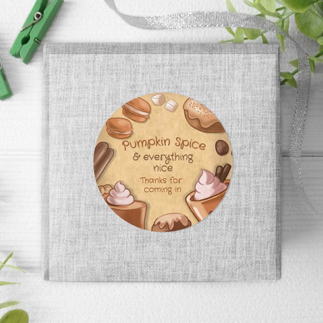 Pumpkin Spice and Everything Nice  Classic Round Sticker (Pumpkin Spice and Everything Nice Classic Round Sticker)