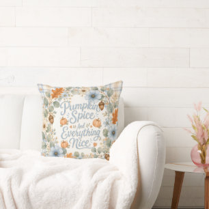 Pumpkin Spice and Everything Nice Fall Baby Shower Throw Pillow