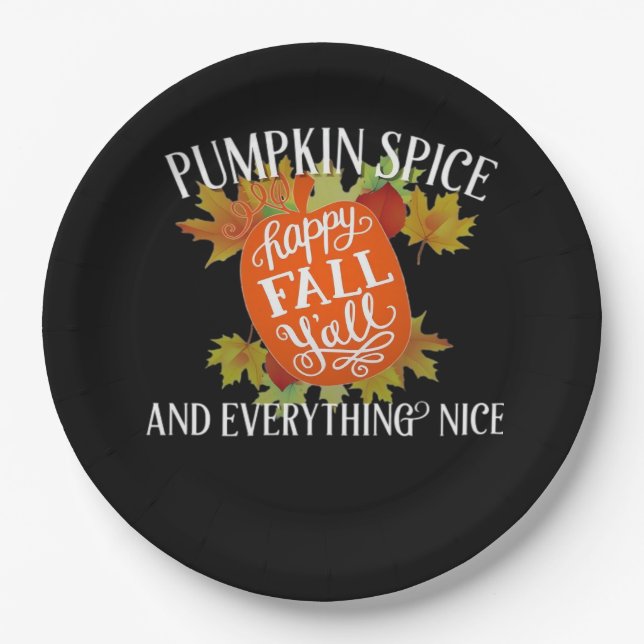 Pumpkin Spice And Everything Nice Fall Classic Paper Plate (Front)