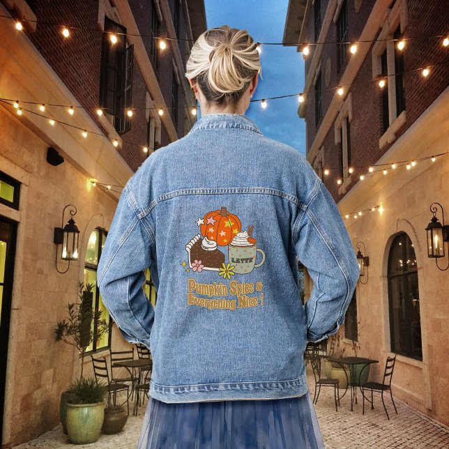 Pumpkin Spice and Everything Nice Fall Clothing  Denim Jacket (Creator Uploaded)