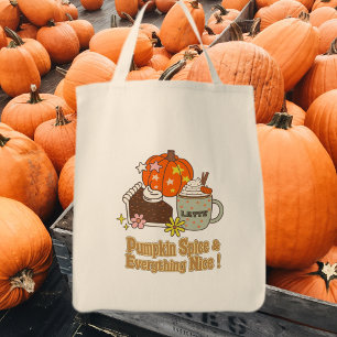 Pumpkin Spice and Everything Nice Fall Custom Name Tote Bag