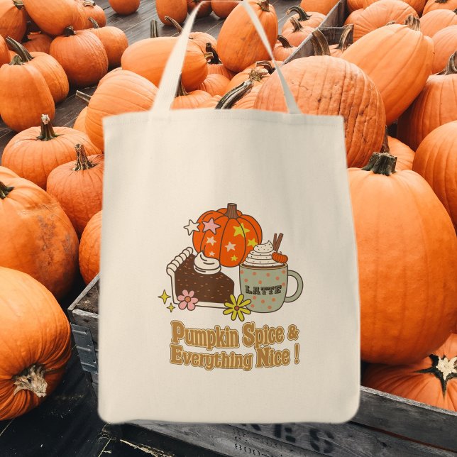 Pumpkin Spice and Everything Nice Fall Custom Name Tote Bag (Creator Uploaded)